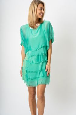 New Ruffle Short Silk Dress
