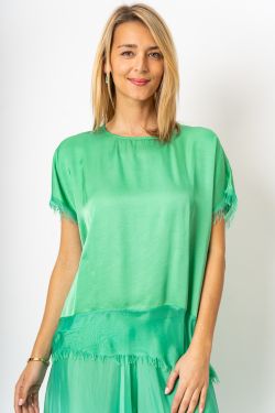 Short Sleeve Silk Layered Top
