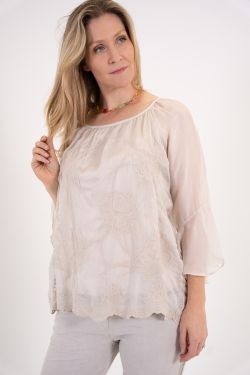 Silk Blouse w/ Flower...