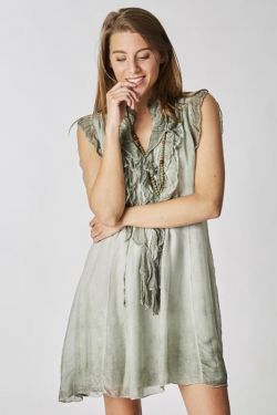 Silk long top without sleeves