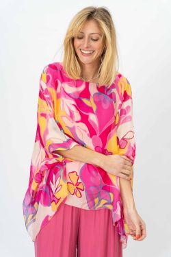 Hawaiian Print Silk Blouse