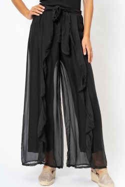 Silk Pant ruffle detail on...