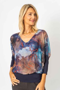 Printed Silk Blouse elastic...