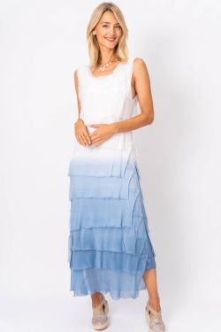 Ombre Long Ruffle Dress