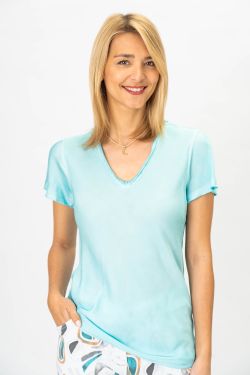 Satin Raw Edge Short Sleeve