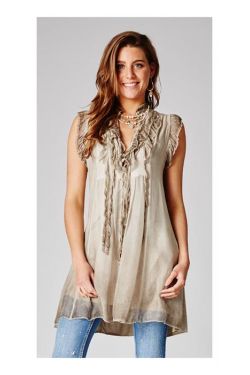 Silk long top without sleeves