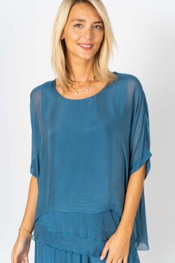 Silk Blouse ruffle bottom