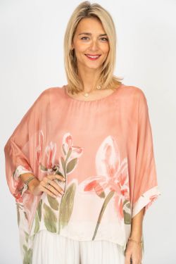"Tulipe" printed Silk Blouse