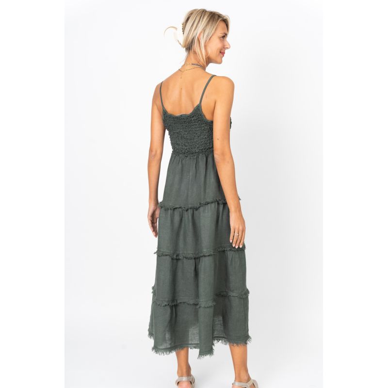 Smocking Strapless Tiered Maxi Dress