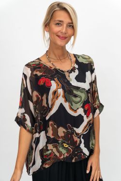 Flowers Printed Silk Blouse