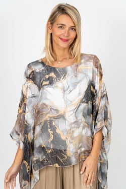 Marble Print Silk Blouse