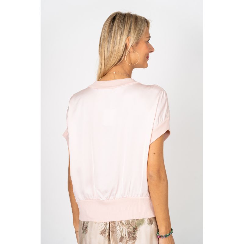 STRIPE RIBBED KNIT BAND CREAM FLORAL TEXTURED LACE BLOUSE