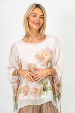 Flowers Printed Silk Blouse