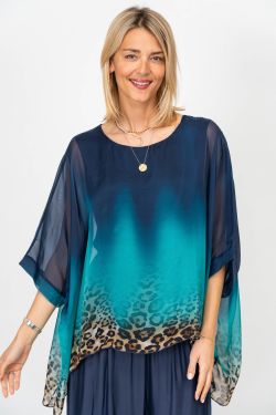 Ombre Animal Print Silk Top