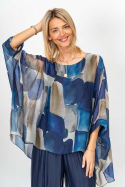Abstract Print Silk Overlay...