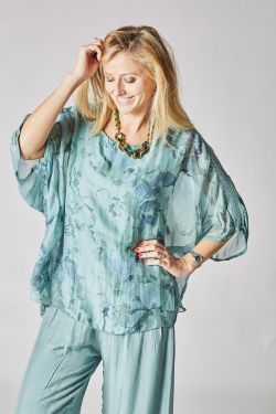 Flower Printed Silk Blouse