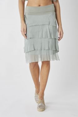 Silk Ruffle Short Skirt