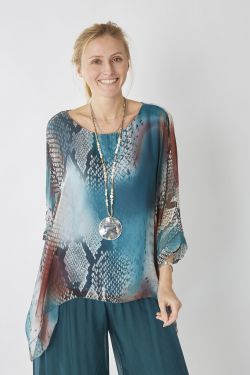 Silk Boa Print Blouse