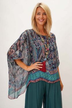 Scarf Print Silk Blouse