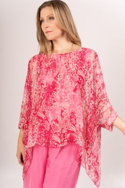 Paisley Flower Print Silk...